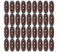50 Pièces Bouton Ovale en Bois à Deux Trous, Style Rétro, 3 CM | Teinte Café, Veinage Poli, Accent Décoratif Stable, pour Couture Diy, Manteau, Pull et Paquet
