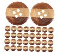 50 Pièces Bouton Rond en Bambou à Quatre Trous 20mm pour Vêtements | Finition Naturelle, Texture Rustique, Léger et Sûr, pour Tricot Manuel, Pulls et Tenues Décontractées