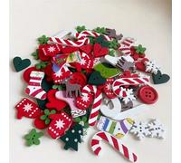 50 pièces Boutons décoratifs en bois - motifs mélangés d'arbres de Noël, flocons de neige et gants - pour autocollants faits main DIY, réalisation de cartes de Noël, scrapbooks, couvre-chefs et décora