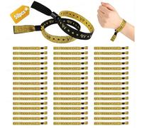 50 Pièces Bracelet Tissu, Réglable Bracelet Evenementiel, Etanche VIP Bracelets d'Identification, Ticket Bracelets pour Fête Anniversaire Exposition Bal Cinéma (Or)