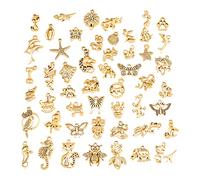 50 Pièces Breloques, Pendentifs Artisanaux Accessoires Tibétain en Métal,Pendentifs Antiques de Bijoux ,Breloques en Alliage Thème de l'Océan pour Bracelet Collier Fabrication et Artisanat(gold