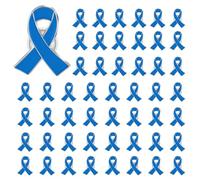 50 pièces broche rubanrose sensibilisation cancer du sein épinglettes soutien femme badge accessoires vêtements sac à dos pins prévention lutte santé décoration octobre rose (Blue, 6X4CM)