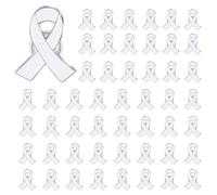 50 Pièces Broches de Sensibilisation Cancer du Sein Broche en Métal Épingles de Sûreté Cancer du Sein Épinglettes pour Femmes Activités (White, 2.8X2.1CM)