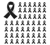 50 Pièces Broches Octobre Rose Avec Épingles à Nourrice Ruban Octobre Rose 2025 Accessoires Pré-Découpé Pour Sensibilisation au Cancer du Sein Pour Femme et Homme 6x4 cm (50PCS Black, 6X4CM)