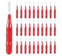 50 Pièces Brossette Interdentaire Rouge en Plastique, Nettoyage | Brossette Interdentaire Gencive, Retire les Résidus, Paquet Individuel, pour Soins Buccaux Quotidiens