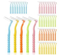 50 Pièces Brossettes Interdentaire, 5 Tailles Forme de L Brossette Dentaire avec Poignée Antidérapante et Couverture de Brosse à Dents, 5 Couleurs Brossette Interdentaires pour Nettoyage des Dents