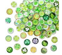 50 Pièces Cabochons en Verre pour Decoration 20mm, Mosaïque en Verres Rond avec Motifs Colorés, Pépites de Verre Assorties pour Bijoux, Décoration