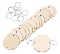 50 Pièces Calendrier Suspendu en Bois Vierge Inachevé | Surface à Écrire, Deux Trous Prépercés de 0,3cm, Anneaux en Fer, Décor Rustique Khaki