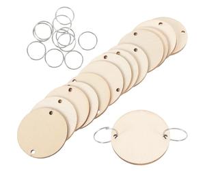 50 Pièces Calendrier Suspendu en Bois Vierge Inachevé | Surface à Écrire, Deux Trous Prépercés de 0,3cm, Anneaux en Fer, Décor Rustique Khaki