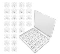 50 Pièces Canette Machine a Coudre Bobines, Plastique Canettes de Couture, Bobines pour Machine à Coudre, avec Boîte de Rangement Universelles, Transparent et Universel (2cm x 0.6cm x 1.1cm)