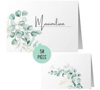 50 pièces cartes de table mariage | Cartes nominatives | Design élégant cartes de place | Cartes de place, plaques nominatives à écrire set de 50 pièces au design boho (vert eucalyptus)