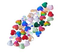 50 Pièces Charme de Manucure Cœur en Verre à Dos Plat | Finition Scintillante et Transparente, Application Facile, pour Manucure Maison, Décor Costume, Boîtes Couleur Aléatoire