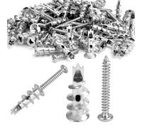 50 Pièces Cheville a Placo Charge Lourde,Métal Chevilles pour Placoplâtre Autoperceuses,Ancrages pour Cloisons Sèches en Zinc Avec Vis,Cheville Carreau de Platre pour Les Fixations de Plaques de DIY