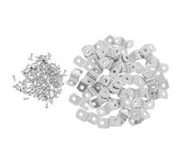 50 Pièces Clip en Z pour Cadre Photo, Fixation Métal Argentée à Double | Bords Lisses et Compacts, Ancrage Multipoint, pour Cadres, Miroirs et Châssis de Toile