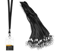 50 Pièces Cordon Clef Cou,45 cm Tour de cou Noir à Fermoir Métallique,Cordon Badge Tour de Cou Porte Badge avec Fermoir Mousqueton Pivotant,Laniere Tour de Cou pour Carte d'identification,Porte-clés