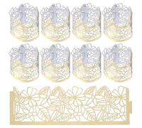 50 Pièces Couvercle de Lampe Bougie Électronique Doré en Papier | Motif Floral Découpé au Laser, Style Simple et Élégant, pour Décoration de Maison et Présent de Crémaillère