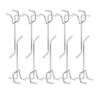 50 Pièces Crochet Robuste pour Panneau Perforé, 3 Pointes, Fer Argenté | Distance 0,98 Po, Longueur 3,94 Po, Réutilisable, Rangement Atelier la Cuisine, Fixation sans Perçage