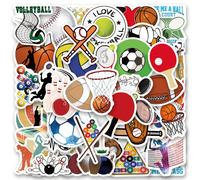 50 pièces d'autocollants de balles de sport, autocollants vinyles pour collage, journaux, ordinateurs portables, pare-chocs, skateboards, bouteilles d'eau, ordinateurs, téléphones, dessins animés, cas