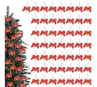 50 Pièces De Décorations d'arc avec Cloches, Noeuds De Ruban De Noël, d'arc De Noël, Adaptées à La Décoration d'Armoires, d'Arbres De Noël, De Maisons