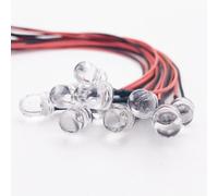 50 pièces de LED rondes de 10 mm pré-câblées, claires pour eau, 3V 5V 12V, diode électroluminescente UV avec support en plastique (violet 395-400nm (UV), rond de 10 mm)