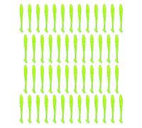 50 pièces de leurres de pêche en plastique souple vert fluorescent avec queue en T en forme de vers pour la truite, le bar et le saumon