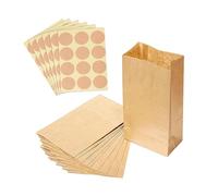 50 Pièces de Sacs en Papier Kraft, avec 5 Feuilles Autocollantes de Scellage, Résistants à l'Huile, Sacs Cadeaux de Bonbons, Sacs de Fête à Fond Carré, pour Pain