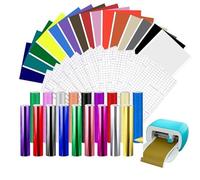50 pièces de vinyle Cricut Smart pour Joy, vinyle métallisé et pailleté pour plotter autocollant, ensemble de feuilles de transfert pour DIY, tasses, voitures et décoration