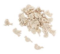 50 Pièces Décoration Suspendue Oiseau Bois, Tranches de Inachevé | Artisanat en Bois D'oiseau, Léger, Trou Prépercé, pour Bricolage DIY