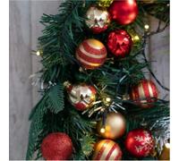 50 pièces Décorations de Noël classiques, boules de Noël rondes en plastique de 4 cm à suspendre, pour la décoration du sapin de Noël, convient pour les mariages, Thanksgiving, Halloween et les fêtes 