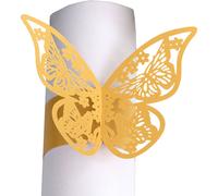 50 pièces découpées au laser 3D papillons ronds de serviette en papier, papier jetable de mariage bande de serviette pour la maison cuisine repas douche nuptiale partie