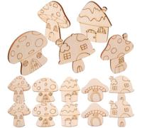 50 Pièces Découpes Champignon en Bois Brut pour Loisirs Créatifs, Double | Aspect Rustique, Surfaces Lisses et Vierges, Bords Brûlés Plats, pour Enseignants, Parents, Cadres Photo et Fêtes