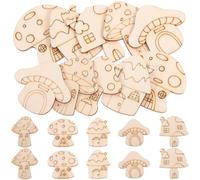 50 Pièces Découpes Champignon en Bois Inachevé pour Loisirs Créatifs, | Bois Brut, Surface Lisse des Deux Côtés, Facile à Peindre, pour Décor Maison et Fêtes Saisonnières