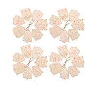 50 Pièces Découpes de Bouclier en Bois pour Peinture, 80mm | Surface Lisse, Trou Prépercé, Corde de Chanvre Incluse, pour Ateliers Créatifs, Fêtes et Étiquettes Murales