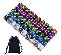 50 Pièces Dés À 6 Faces,5 Couleurs À Deux Tons,Avec Dés En Coin Arrondi (Pochettes Dorées) Pour Jouer À Des Jeux Comme Tenzi,Farkle,Yahtzee,Bunco Ou L'enseignement Des Mathématiques