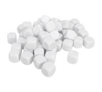 50 pièces dés à Six Faces avec Surface lissée et Coins arrondis, Cubes de dés de 0,6 Pouces pour Jeux de société, Autocollants DIY, enseignement du comptage mathématique (White)