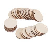 50 Pièces Disques Ronds en Bois 3cm avec Trou | Surface Vierge Lisse à Écrire ou Peindre, Finition sans Bavures, à Suspendre Légère, pour Arbres de Noël, Boîtes Présents