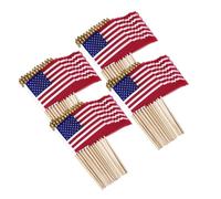50 Pièces Drapeau Américain à Main Mât en Bois, Polyester | Résistant à Pluie, Ne Se Décolore Pas, pour Parades du 4 Juillet et Marqueurs Funéraires