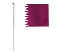 50 pièces Drapeau Qatar à Main pour Supporters de Football, Drapeau National avec Bâton pour Événements Sportifs