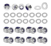 50 Pièces Ecrou M4 Inox, M4 Nylstop Écrous et Rondelles, Ecrous Frein Hexagonal de Blocage, pour Vis, Boulons Filetés et Tiges Filetées