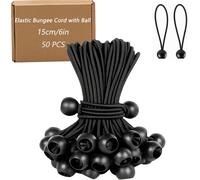 50 Pieces Elastic Bungee Ball-15 Cm Elastic Bungee Cord-Tarpaulin Bungee Cord For Tarpaulins,Tents,Banners,Nets And Gazebos-Black