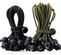 50 Pieces Elastic Bungee Cord With Balls,15 Cm Elastic Bungee Cord,Elastic Hook Portable Durable For Gazebo,Tarpaulin,Camping,Tent,Curtains Extension Harness (Black And Green)