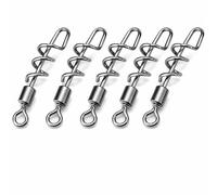 50 Pièces Emerillons Roulants Pivots de Pêche Solides en Acier Inoxydable Terminal de Pêche (10#)