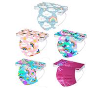 50 Pièces Enfant Masque Tissu Non-tissé 3 Plis Protection Faciale Jetable Antipoussière Doux Respirant Haute Qualité Plein Air Hommes Et Femmes Mignonne Impression Bandeaux (A-5)