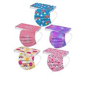 50 Pièces Enfant Masque Tissu Non-tissé 3 Plis Protection Faciale Jetable Antipoussière Doux Respirant Haute Qualité Plein Air Hommes Et Femmes Mignonne Impression Bandeaux (A-3)