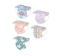 50 Pièces Enfant Masque Tissu Non-tissé 3 Plis Protection Faciale Jetable Antipoussière Doux Respirant Haute Qualité Plein Air Hommes Et Femmes Mignonne Impression Bandeaux (C-5)