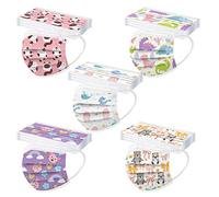 50 Pièces Enfant Masque Tissu Non-tissé 3 Plis Protection Faciale Jetable Antipoussière Doux Respirant Haute Qualité Plein Air Hommes Et Femmes Mignonne Impression Bandeaux (B-5)