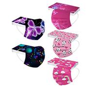 50 Pièces Enfant Masque Tissu Non-tissé 3 Plis Protection Faciale Jetable Antipoussière Doux Respirant Haute Qualité Plein Air Hommes Et Femmes Mignonne Impression Bandeaux (A-10)