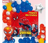 50 pièces Ensemble de ballons Spider-Man sous licence officielle Marvel. Ballons de décoration de guirlande de ballons de dessin animé cool pour anniversaire, mariage, fête de Noël, décor de fond phot