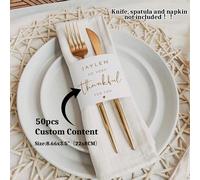 50 pièces Ensemble personnalisé d'anneaux à serviettes de mariage, pack de serviettes de décoration de table de fête, menu de dîner de remerciement, Poetcore, Amour éternel, Mariage minimaliste, Roman