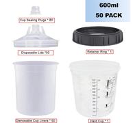 50 pièces/ensemble pistolet de pulvérisation tasse de mélange de peinture H/O tasse rapide pistolet de pulvérisation réservoir 200ML/400ML/600ML tasse de peinture jetable 400ML